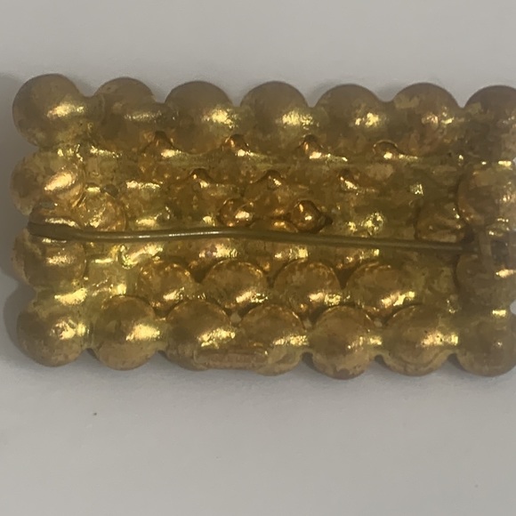 Signed Czechoslovakian Glass Cobochon Brooch - Picture 2 of 7